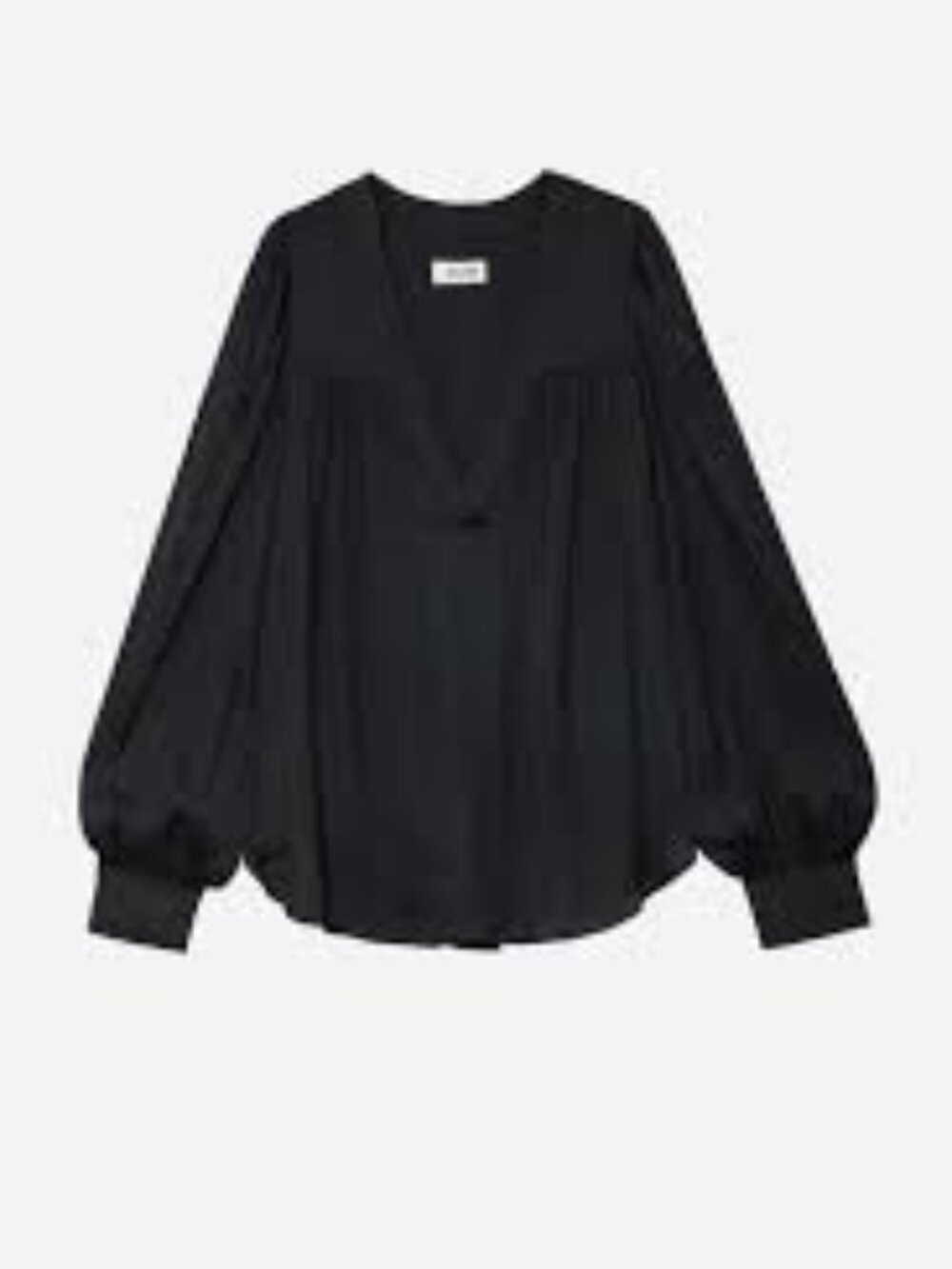 Zadig & Voltaire Telia Satin Blouse Deep V Neck Black Size Small